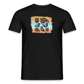 Raccon Raccoon Vintage Motif - Men's T-Shirt - black - Front - AI Model Male 178 light (178cm)