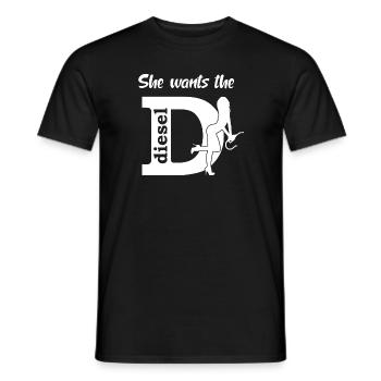 She wants the diesel truck driver gift - Men's T-Shirt - black - Front - AI Model Male 178 light (178cm)