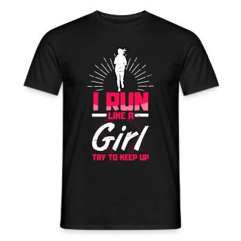 I Run Like A Girl try to keep up - Men's T-Shirt - black - Front - AI Model Male 178 light (178cm)