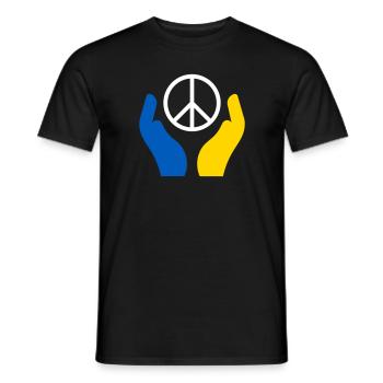 Ukraine Signe de paix sur deux mains - T-shirt homme - noir - Devant - AI Model Male 178 light (178cm)