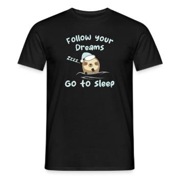 Follow your dreams, go to sleep - humour - T-shirt homme - noir - Devant - AI Model Male 178 light (178cm)