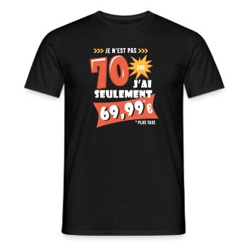 70 ans anniversaire humour 70e anniversaire - T-shirt homme - noir - Devant - AI Model Male 178 light (178cm)