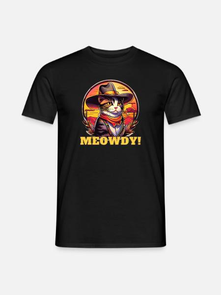 Meowdy Katze Lustiges Howdy Meme Western Cowboy - Männer T-Shirt - Schwarz