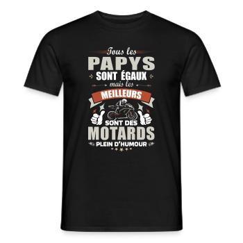 Papy Motard - Cadeau Humour Grand Père - T-shirt homme - noir - Devant - AI Model Male 178 light (178cm)