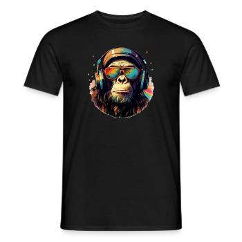 Singe cool avec lunettes de soleil et casque chimpanzé - T-shirt homme - noir - Devant - AI Model Male 178 light (178cm)