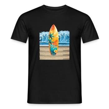"Ride the Wave - Hawaiian Surf Vibes" - Men's T-Shirt - black - Front - AI Model Male 178 light (178cm)
