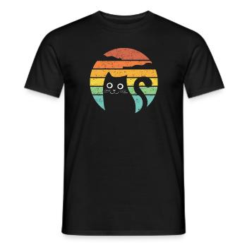 Sunset with cute animal - Men's T-Shirt - black - Front - AI Model Male 178 light (178cm)
