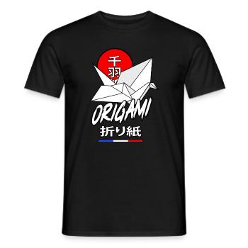 Senbazuru origami - T-shirt homme - noir - Devant - AI Model Male 178 light (178cm)