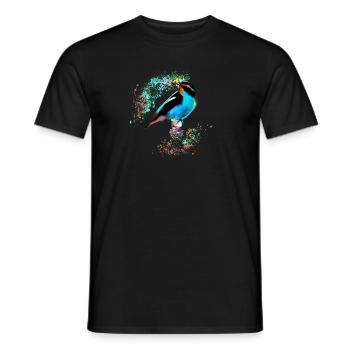 bird, drawing, painting,tit, watercolor,colorful - Men's T-Shirt - black - Front - AI Model Male 178 light (178cm)