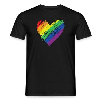 LGBT Rainbow Gay Heart Homosexuality - Men's T-Shirt - black - Front - AI Model Male 178 light (178cm)
