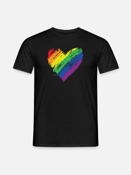 LGBT Regenbogen Schwul Herz Homosexualität - Männer T-Shirt - Schwarz