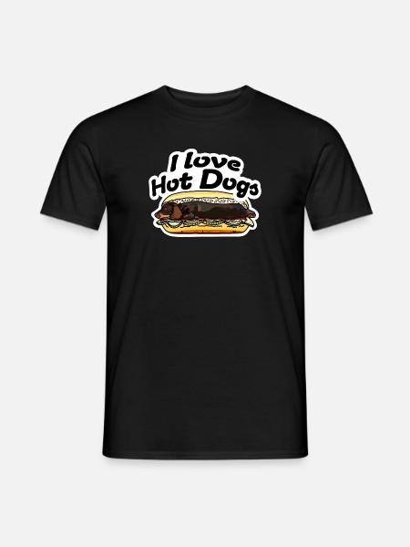 l Love Hot Dogs Dachshund cool Street Art - Men's T-Shirt - black