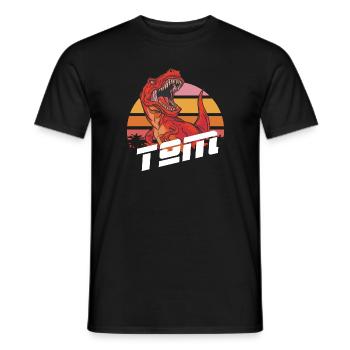 TOM - Schöner Jungen Name mit T-REX Dino - Männer T-Shirt - Schwarz - Vorne - AI Model Male 178 light (178cm)
