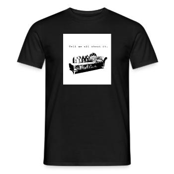 tell me all about it - Men's T-Shirt - black - Front - AI Model Male 178 light (178cm)