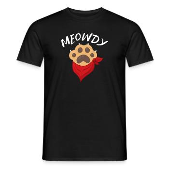 Meowdy Funny Cowboy Katzenpfote - Männer T-Shirt - Schwarz - Vorne - AI Model Male 178 light (178cm)