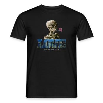 Skull flower. Love Van Gogh. - Men's T-Shirt - black - Front - AI Model Male 178 light (178cm)