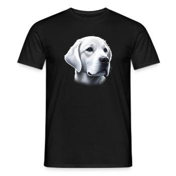 Labrador Retriever blanc yeux bleus - T-shirt homme - noir - Devant - AI Model Male 178 light (178cm)