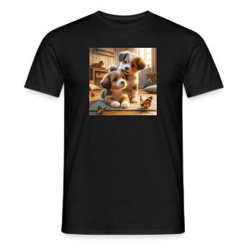 Verspielte Welpenfreude - Männer T-Shirt - Schwarz - Vorne - AI Model Male 178 light (178cm)