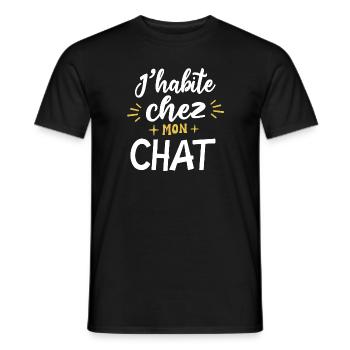 J'habite chez mon chat - T-shirt homme - noir - Devant - AI Model Male 178 light (178cm)