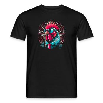 Fashion Rooster with Glasses - Men's T-Shirt - black - Front - AI Model Male 178 light (178cm)