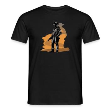 Western Shooting Cowboy - Men's T-Shirt - black - Front - AI Model Male 178 light (178cm)