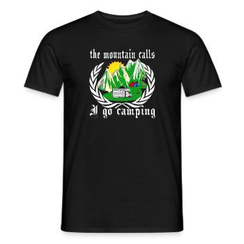 the mountain calls I go camping. Camping on mountains - Men's T-Shirt - black - Front - AI Model Male 178 light (178cm)