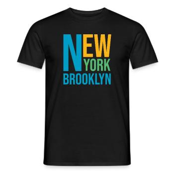 New York Brooklyn Souvenir - Men's T-Shirt - black - Front - AI Model Male 178 light (178cm)