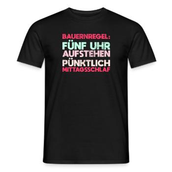 Bauernregel: Fünf Uhr Aufstehen, Pünktlich... - Männer T-Shirt - Schwarz - Vorne - AI Model Male 178 light (178cm)