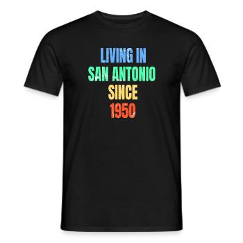 Retro Vintage Living à San Antonio depuis 1950 - T-shirt homme - noir - Devant - AI Model Male 178 light (178cm)