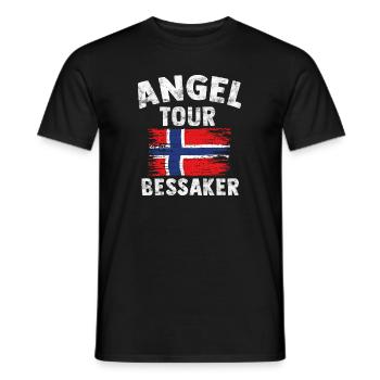 BESSAKER - Angel Tour Norwegen Personalisierbar - Männer T-Shirt - Schwarz - Vorne - AI Model Male 178 light (178cm)