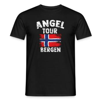 BERGEN - Angel Tour Norwegen Personalisierbar - Männer T-Shirt - Schwarz - Vorne - AI Model Male 178 light (178cm)