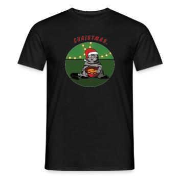 Cat with cookies Christmas Christmas - Men's T-Shirt - black - Front - AI Model Male 178 light (178cm)