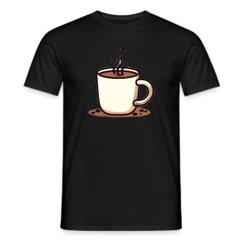 Minimalistischer Kaffee - Dampfender Becher - Männer T-Shirt - Schwarz - Vorne - AI Model Male 178 light (178cm)