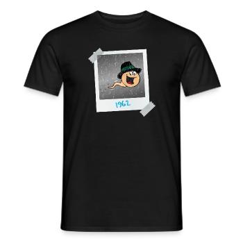 Foto von mir 1962 - Zeugung - Männer T-Shirt - Schwarz - Vorne - AI Model Male 178 light (178cm)