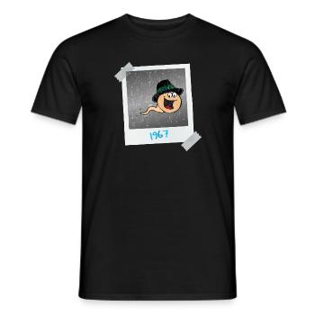 1967 - ein Foto von mir bei der Zeugung - Männer T-Shirt - Schwarz - Vorne - AI Model Male 178 light (178cm)