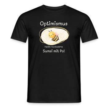 Optimism means backwards Sumsi with butt saying - Men's T-Shirt - black - Front - AI Model Male 178 light (178cm)