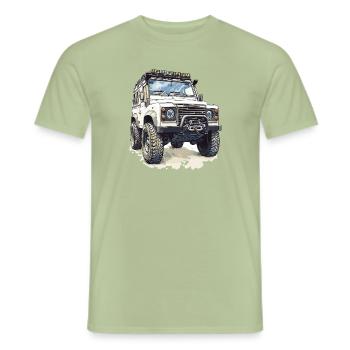 4X4 LAND DEFENDER ROVER OFFROAD CAR - Men's T-Shirt - sage - Front - AI Model Male 178 light (178cm)