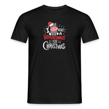 Ich möchte ein Nilpferd für Weihnachten Weihnachten Nilpferd - Männer T-Shirt - Schwarz - Vorne - AI Model Male 178 light (178cm)