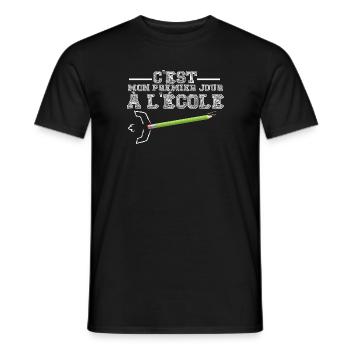 c'est mon premier jour à l'école - T-shirt homme - noir - Devant - AI Model Male 178 light (178cm)