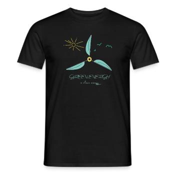Green Energy is clean energy! Wind Power Statement - Men's T-Shirt - black - Front - AI Model Male 178 light (178cm)