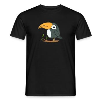 Funny toucan on a branch - Men's T-Shirt - black - Front - AI Model Male 178 light (178cm)