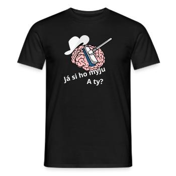 Já si ho myju! A ty? - T-shirt homme - noir - Devant - AI Model Male 178 light (178cm)