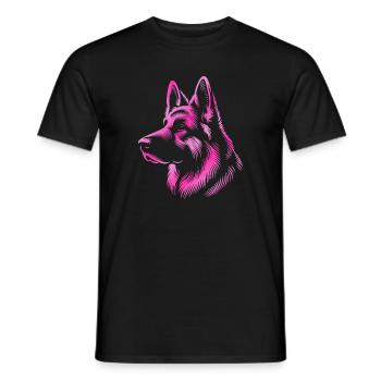 German Shepherd head pink - Men's T-Shirt - black - Front - AI Model Male 178 light (178cm)