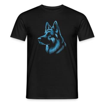 German Shepherd Head Blue - Men's T-Shirt - black - Front - AI Model Male 178 light (178cm)