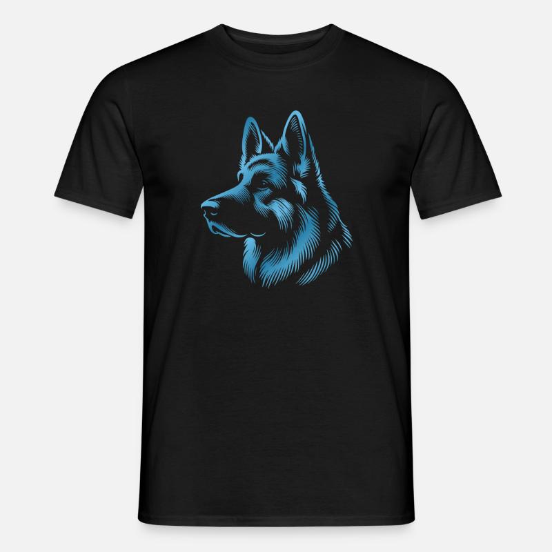 Deutscher Schäferhund Kopf blau - Männer T-Shirt - Schwarz