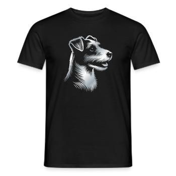 Russell Terrier Drawing Head Silver - Men's T-Shirt - black - Front - AI Model Male 178 light (178cm)