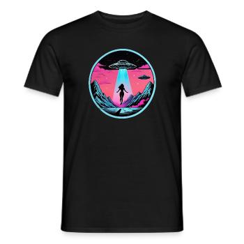 Woman is abducted by UFO at midnight - Men's T-Shirt - black - Front - AI Model Male 178 light (178cm)