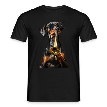 Doberman Pinscher Trompette - T-shirt homme - noir - Devant - AI Model Male 178 light (178cm)