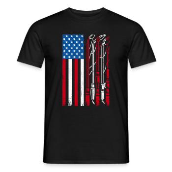 Canne à pêche drapeau américain USA Patriot Fisherman An - T-shirt homme - noir - Devant - AI Model Male 178 light (178cm)