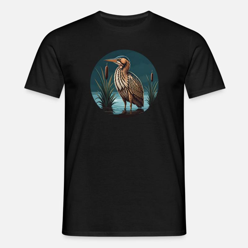 Bittern Botaurus Stellaris Heron - Men's T-Shirt - black